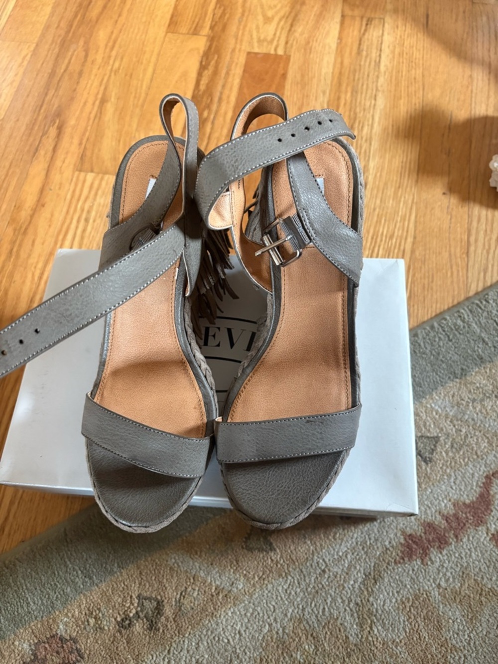 Not Rated Gray Open-Toe Ankle-Strap Wedge Sandals